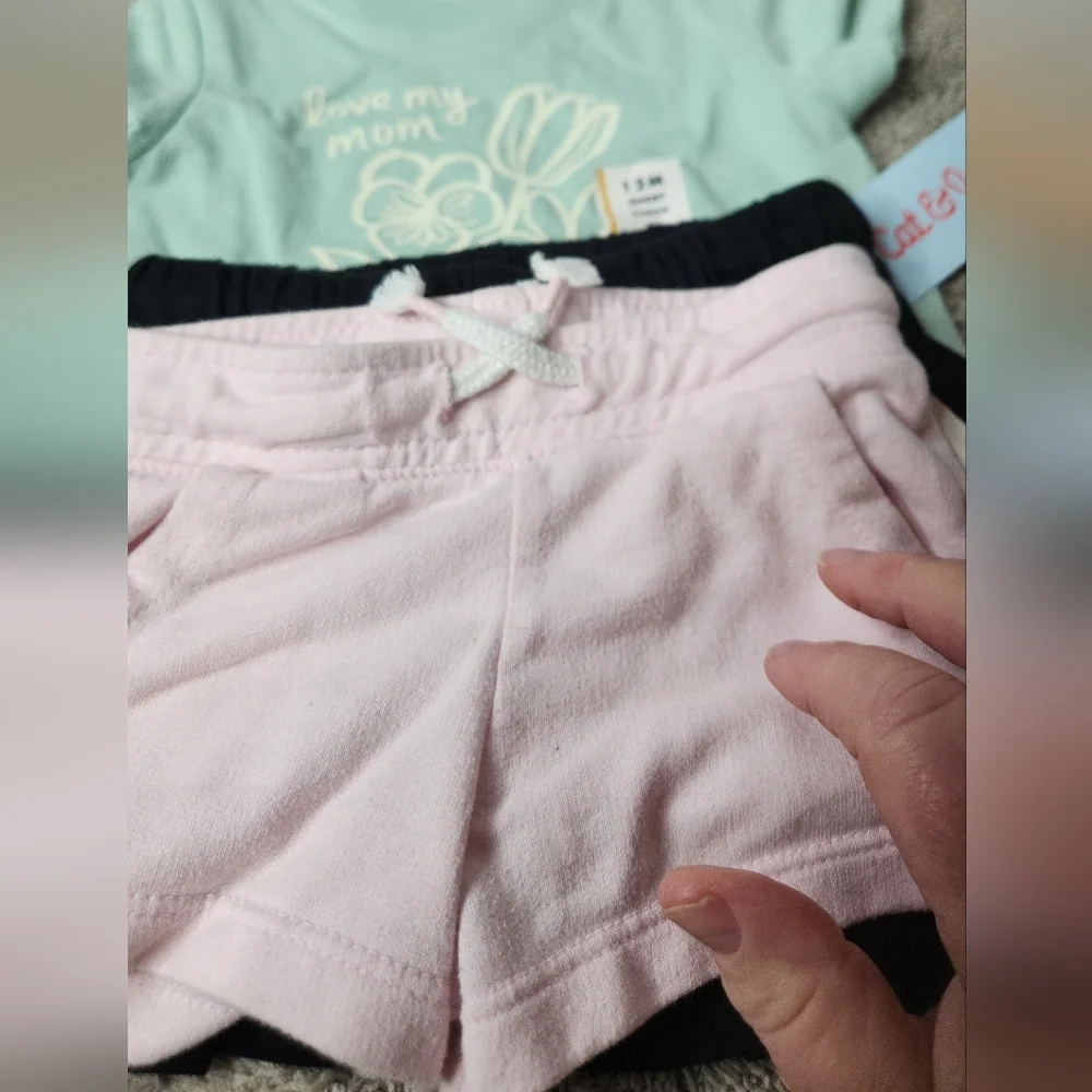 Toddler's 3 Pieces Of Green Top, Black Skort & Pink Shorts - Cat & Jack - 12 Mo